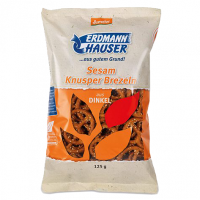 Dinkel Knusper Brezeln mit Sesam (125gr)